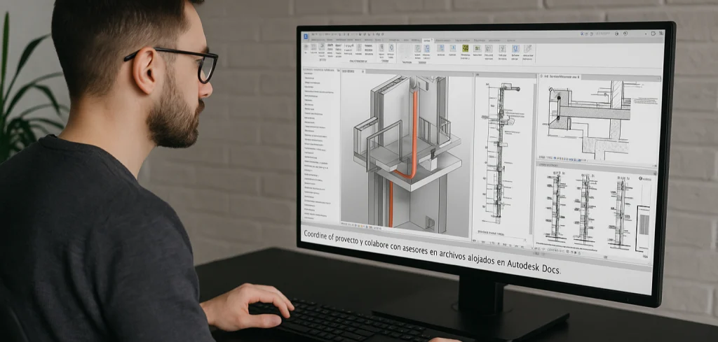 Mejora tu coordinación técnica con plugins Revit como Autodesk Docs Profesional revisando detalles técnicos con plugins para Revit