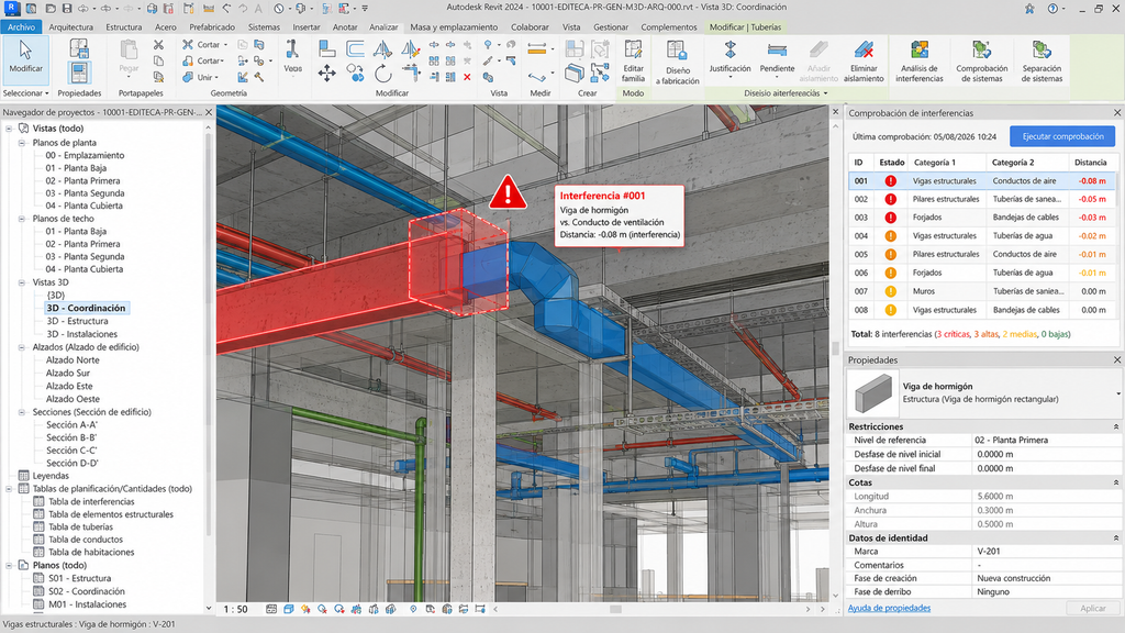 Coordinacion BIM interferencias estructurales y MEP